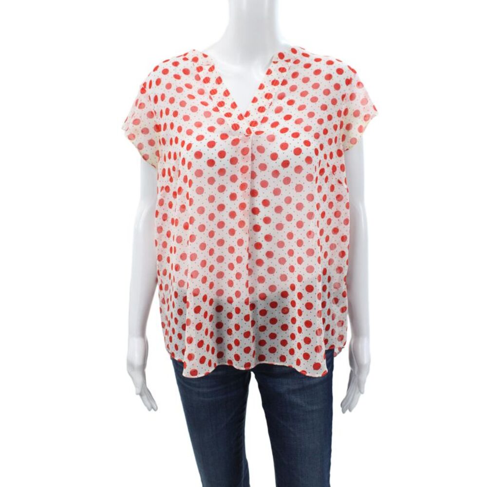 Boden Women Red Polka Dot V-Neck Sleeveless Blouse Size 12